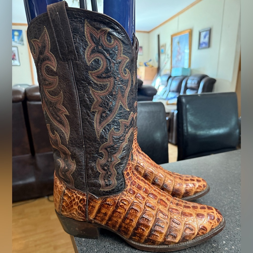 Dan Post Brown Caiman Leather Western Cowboy Boots size 9.5D Mens